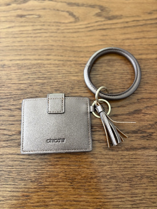 Chico's Handbags - Chico's Copper Card Holder Wristlet Keychain Tassel Faux Leather NWOT